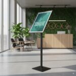 Info/meniu Premium stovas juodas - A2