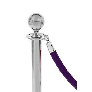 Atitvėrimo stulpelio virvė veliūrinė violetinė - chromuotas antgalis
