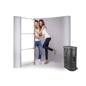 Parodos sienelė Magnetic Pop Up Standard - 3x3, lenkta, į lagaminas parodų stendas