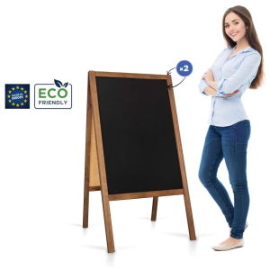 Medinis reklaminis lauko stovas Classic L (61x118 cm) - rudos
