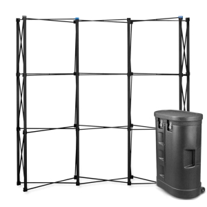 Parodos sienelė Black Pro Magnetic Pop Up 3x3 lenkta į lagaminas parodų stendas