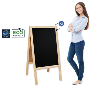 Medinis reklaminis lauko stovas Classic L (61x118 cm) - natūralus
