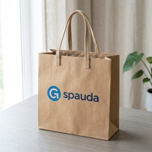 Popierinis pirkinių maišelis Grand Rapids su įmonės logotipu